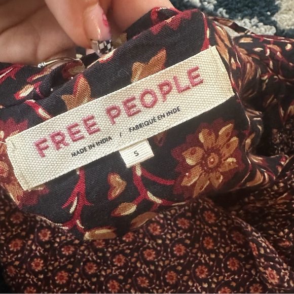 Free People Floral Boho Top - Brown and Red - Picture 5 of 5